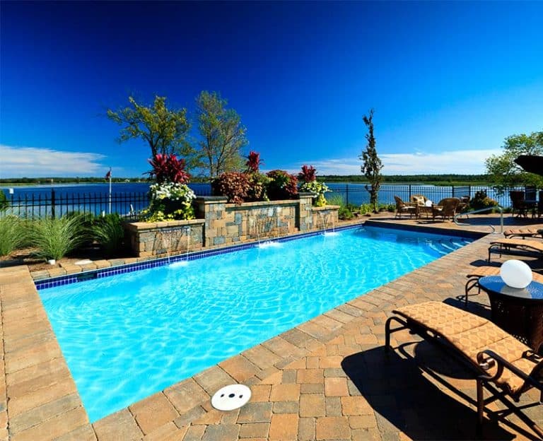 pool waterfall | St. Lawrence Pools, Hot Tubs, Fitness, Billiards & Patio