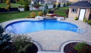 St Lawrence pools with pool house and waterfall feature