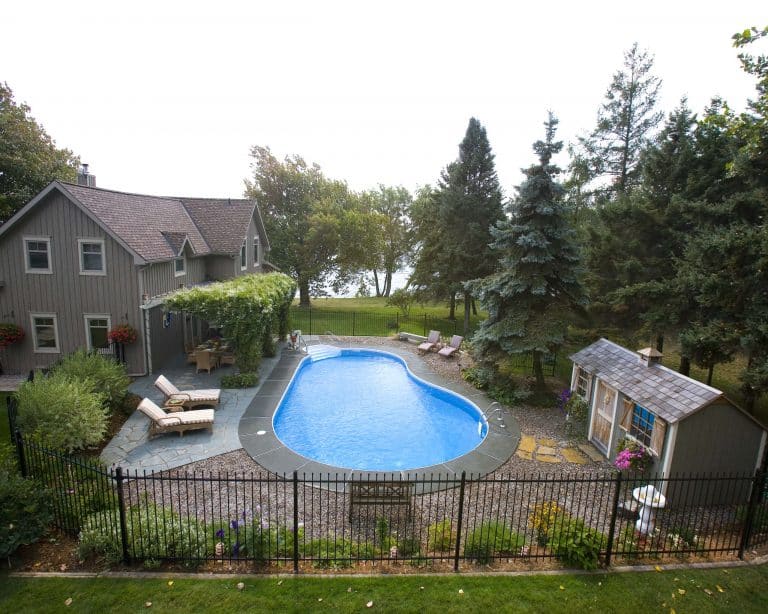House, pool house and inground pool