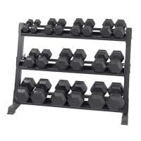 5-50lb Virgin Rubber Hex Dumbbell Set with Stand
