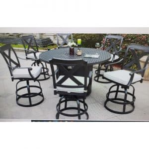 Monterey Bar Height Fire Table and Stools from St. Lawrence Pools