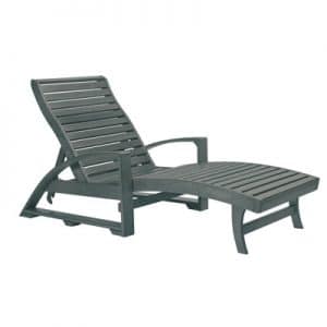 Recycled Plastic CHAISE LOUNGE (with hidden wheels) Slate Grey