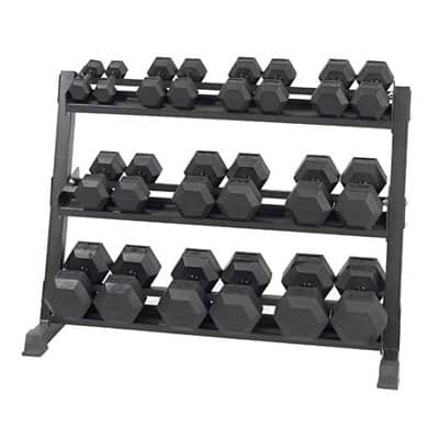 Element Fitness 5-50lb Virgin Rubber Hex Dumbbell Set with Stand