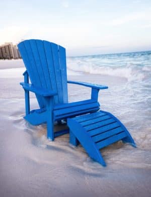 Recycled Plastic Adirondack and Footstool On The Beach