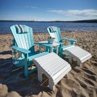 Recycled Plastic Turquoise Adirondack with White Footstool