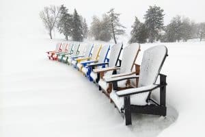 Recycled Plastic Adirondack Chairs Outside in Winter