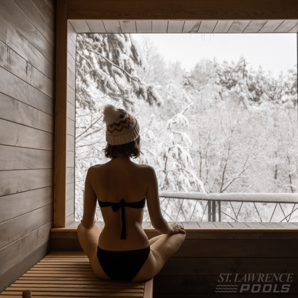 sauna, prefab sauna, prefabricated sauna, st.lawrence pools sauna, cold plunge, canadian sauna, outdoor suana, home sauna, hydrotherapy, nordk spa sauna
