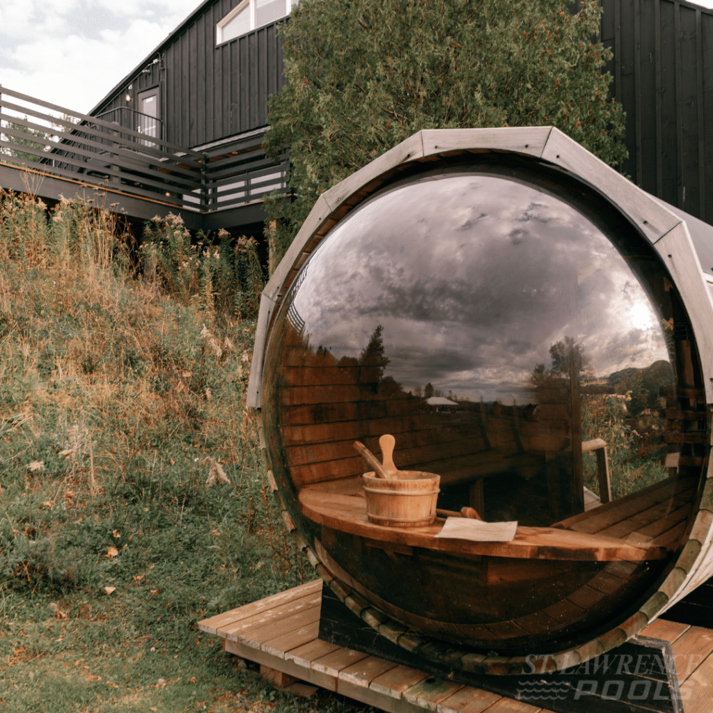 sauna, prefab sauna, prefabricated sauna, st.lawrence pools sauna, cold plunge, canadian sauna, outdoor suana, home sauna, hydrotherapy, nordk spa sauna