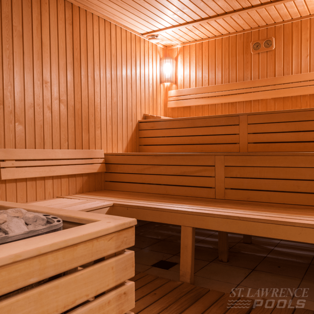 sauna, prefab sauna, prefabricated sauna, st.lawrence pools sauna, cold plunge, canadian sauna, outdoor suana, home sauna, hydrotherapy, nordk spa sauna