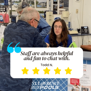 5 star reviews, st. lawrence pools, customer serivce, pool store, spa store, hot tubs, clocal busines, kingston, cornwall, ontario pools, brockville, belleville, picton, brockville, pool chemicals, bioguard, spaguard, hot tub store, spa sale, hot tub sale, pool service.