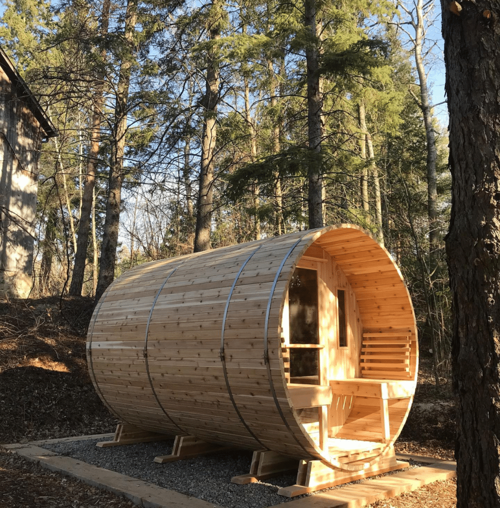 Barrel Sauna Outdoors | St. Lawrence Pools, Hot Tubs, Fitness, Billiards & Patio