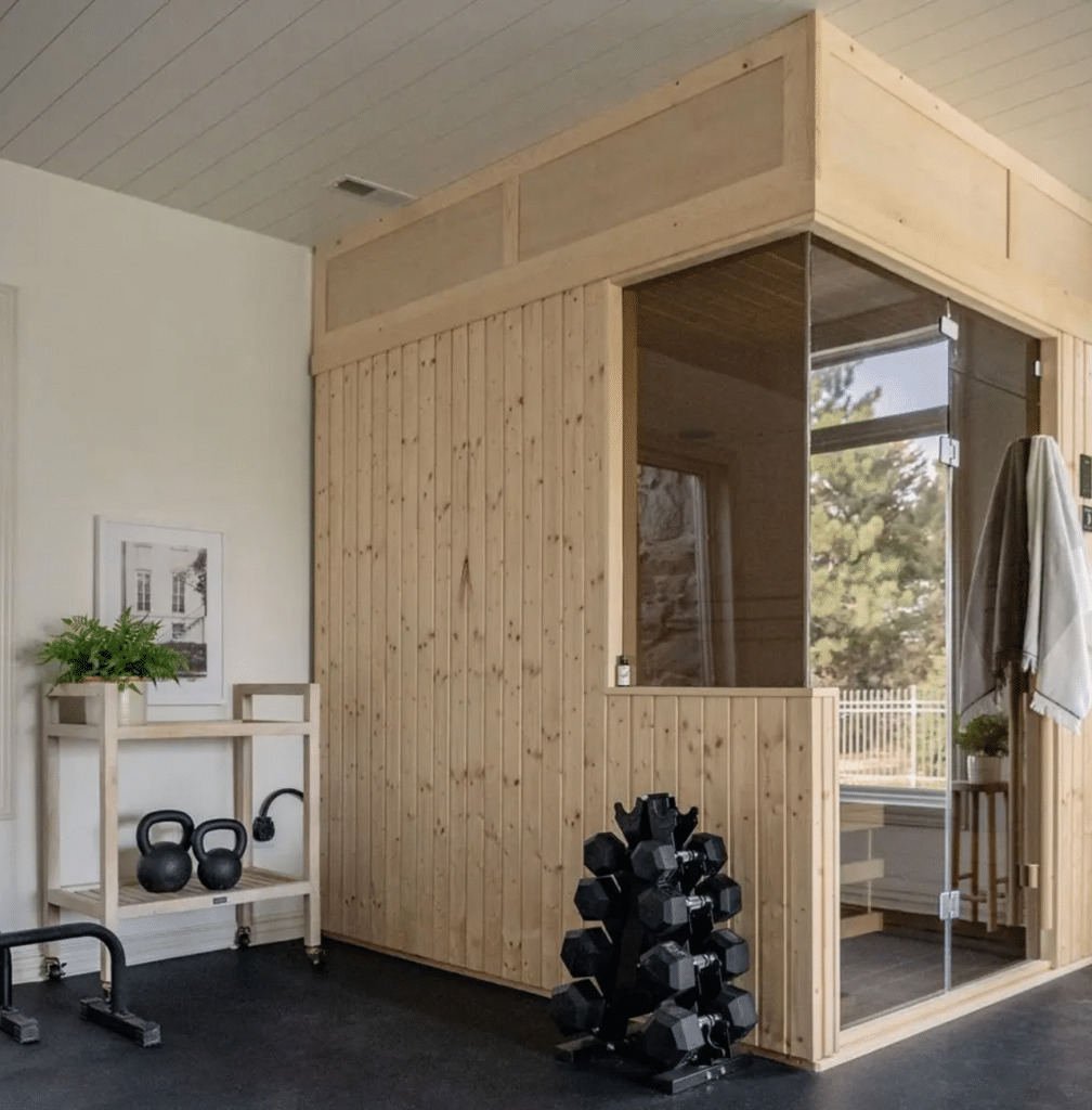 Indoor Corner Unit Sauna | St. Lawrence Pools, Hot Tubs, Fitness, Billiards & Patio