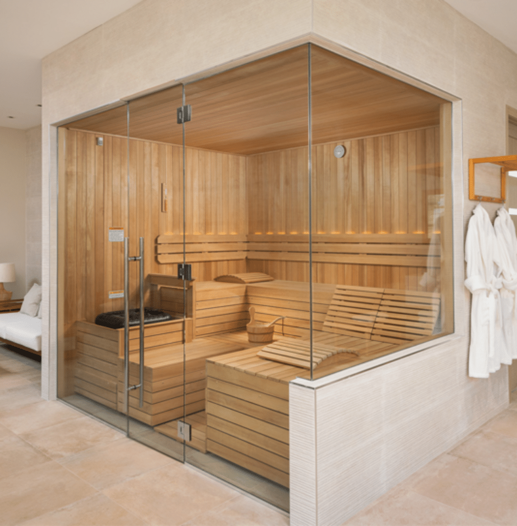 Indoor Sauna With Glass Front 1 | St. Lawrence Pools, Hot Tubs, Fitness, Billiards & Patio