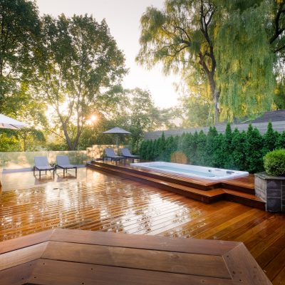 Hydropool Swim Spa with deck and landscaping
